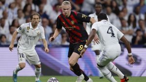 Erling Haalnad w meczu Manchester City kontra Real Madryt