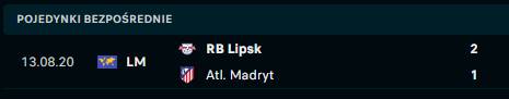 Atletico Madryt - RB Lipsk H2H