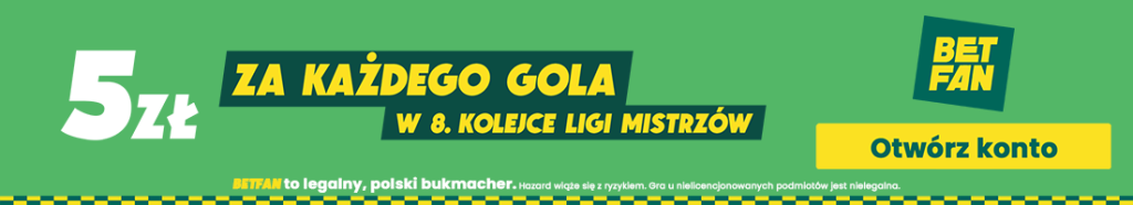 Promocja na Ligę Mistrzów w Betfan - 5 zł za każdego gola