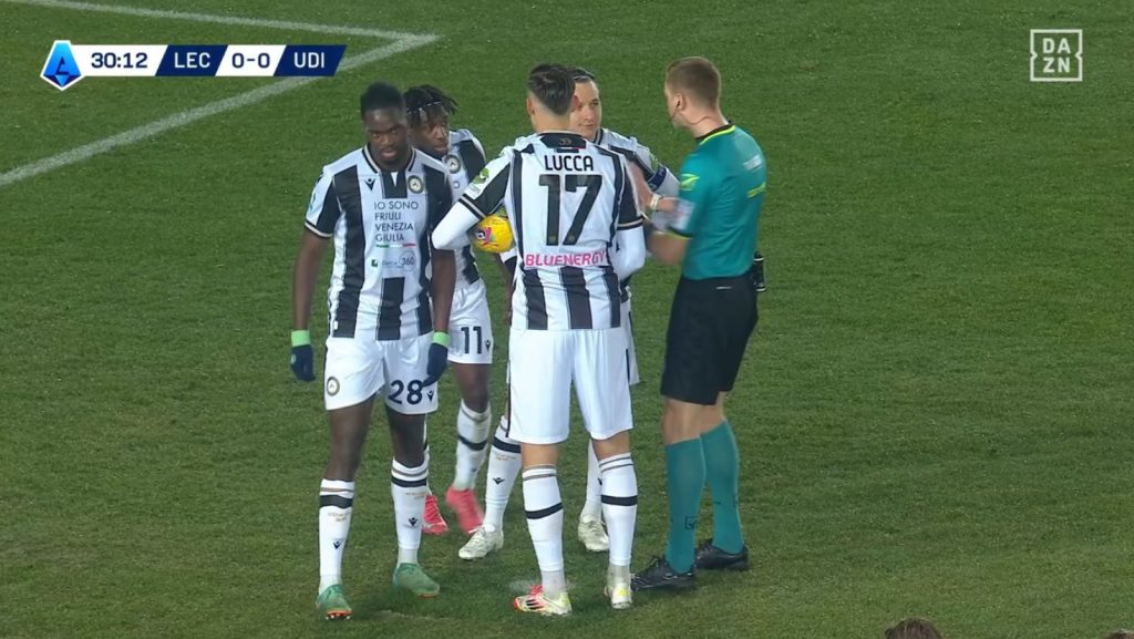 Udinese zamieszanie screen DAZN Lucca Thauvin