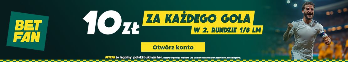 10 zl za kazdego gola w LM promocja bukmacherska baner