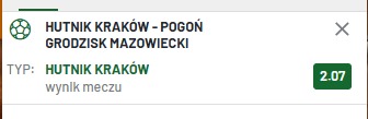 Hutnik Kraków - Pogoń Grodzisk Mazowiecki typy bukmacherskie