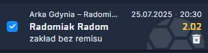 Arka Gdynia - Radomiak Radom - 25.07 - typy i zapowiedź